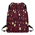 Glasses And Bottles Of Wine Print Drawstring Backpack