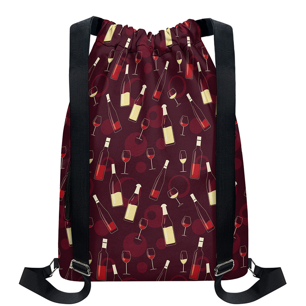 Glasses And Bottles Of Wine Print Drawstring Backpack