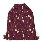 Glasses And Bottles Of Wine Print Drawstring Bag