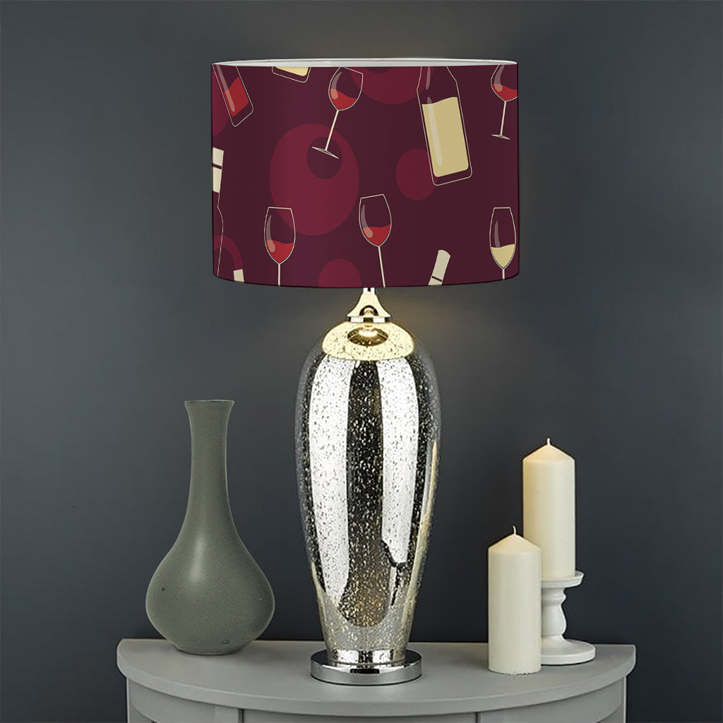 Glasses And Bottles Of Wine Print Drum Lamp Shade