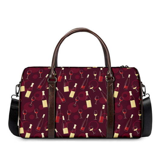 Glasses And Bottles Of Wine Print Duffle Bag