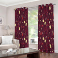 Glasses And Bottles Of Wine Print Extra Wide Grommet Curtains