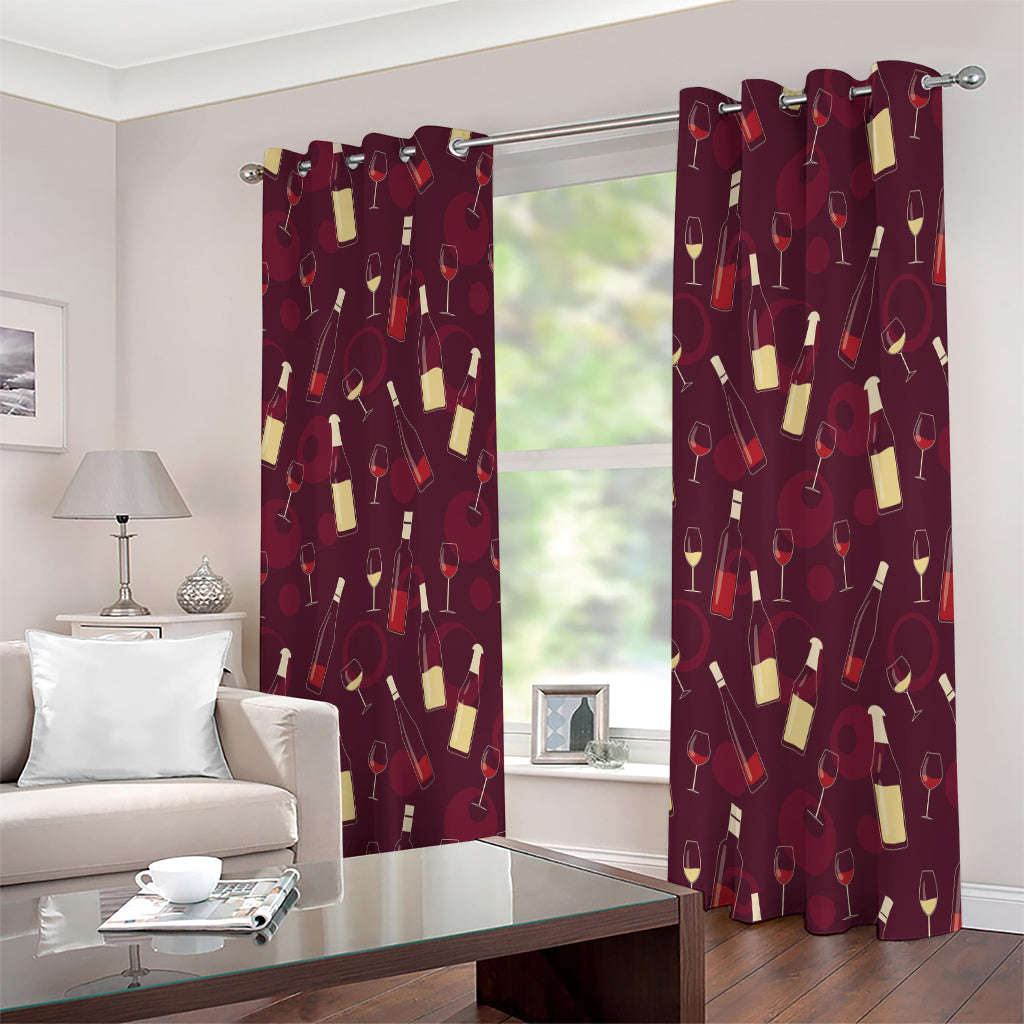 Glasses And Bottles Of Wine Print Extra Wide Grommet Curtains