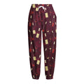 Glasses And Bottles Of Wine Print Fleece Lined Knit Pants
