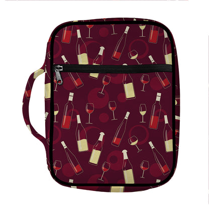 Glasses And Bottles Of Wine Print Front Pocket Bible Bag