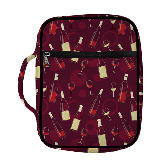 Glasses And Bottles Of Wine Print Front Pocket Bible Bag