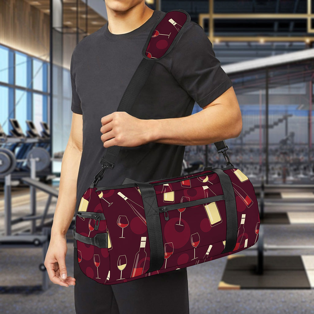 Glasses And Bottles Of Wine Print Gym Bag