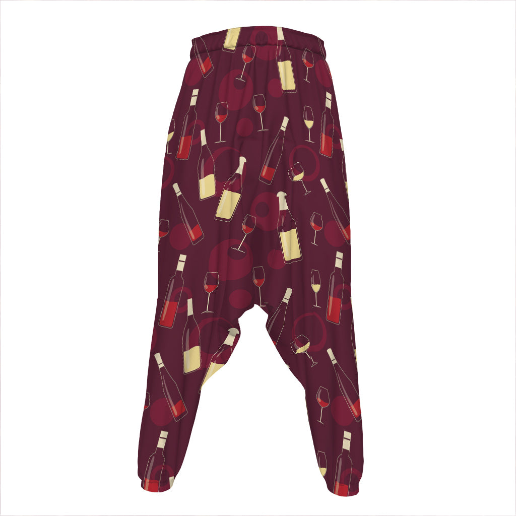 Glasses And Bottles Of Wine Print Hammer Pants