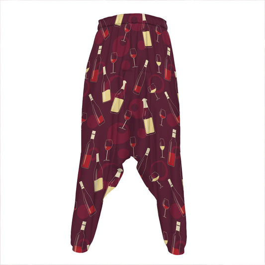 Glasses And Bottles Of Wine Print Hammer Pants