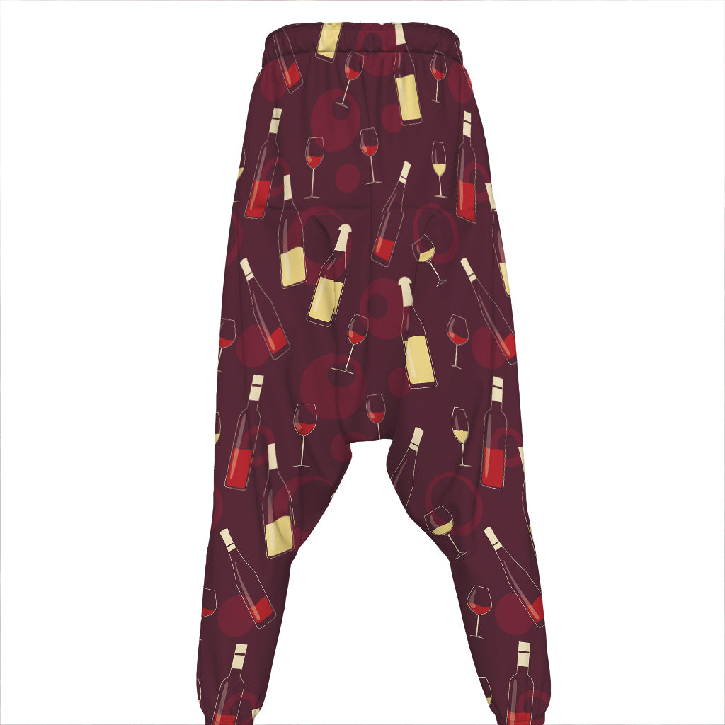 Glasses And Bottles Of Wine Print Hammer Pants
