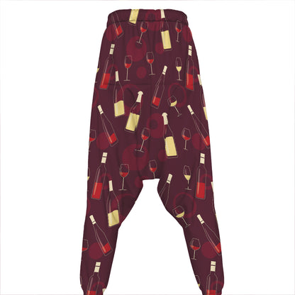 Glasses And Bottles Of Wine Print Hammer Pants