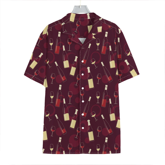 Glasses And Bottles Of Wine Print Hawaiian Shirt