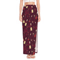 Glasses And Bottles Of Wine Print High Slit Maxi Skirt