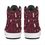 Glasses And Bottles Of Wine Print High Top Leather Sneakers