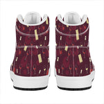 Glasses And Bottles Of Wine Print High Top Leather Sneakers