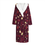 Glasses And Bottles Of Wine Print Hooded Bathrobe