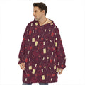 Glasses And Bottles Of Wine Print Hoodie Blanket