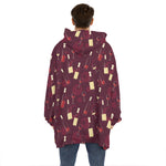 Glasses And Bottles Of Wine Print Hoodie Blanket