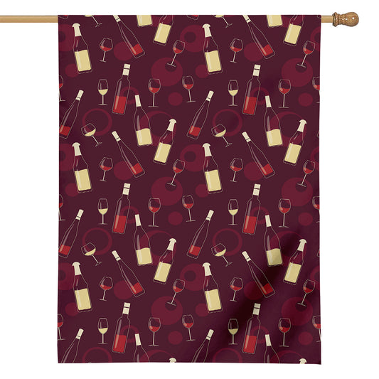 Glasses And Bottles Of Wine Print House Flag