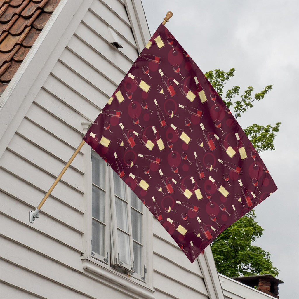 Glasses And Bottles Of Wine Print House Flag