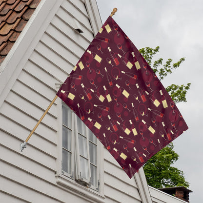 Glasses And Bottles Of Wine Print House Flag