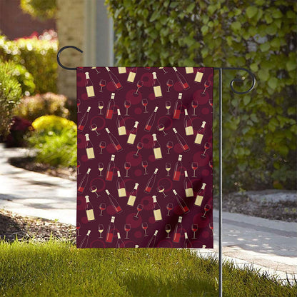 Glasses And Bottles Of Wine Print House Flag