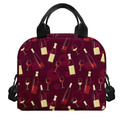 Glasses And Bottles Of Wine Print Insulated Lunch Bag