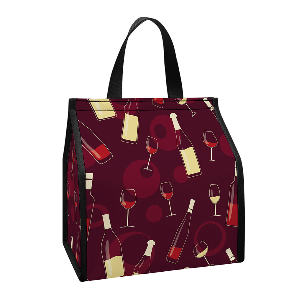 Glasses And Bottles Of Wine Print Insulated Lunch Tote