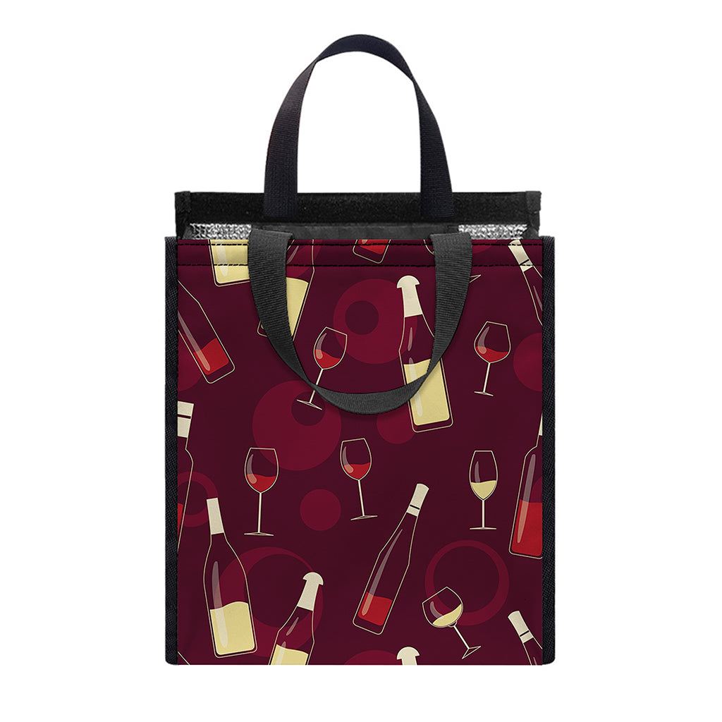 Glasses And Bottles Of Wine Print Insulated Lunch Tote