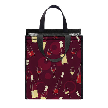 Glasses And Bottles Of Wine Print Insulated Lunch Tote