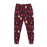 Glasses And Bottles Of Wine Print Jogger Pants