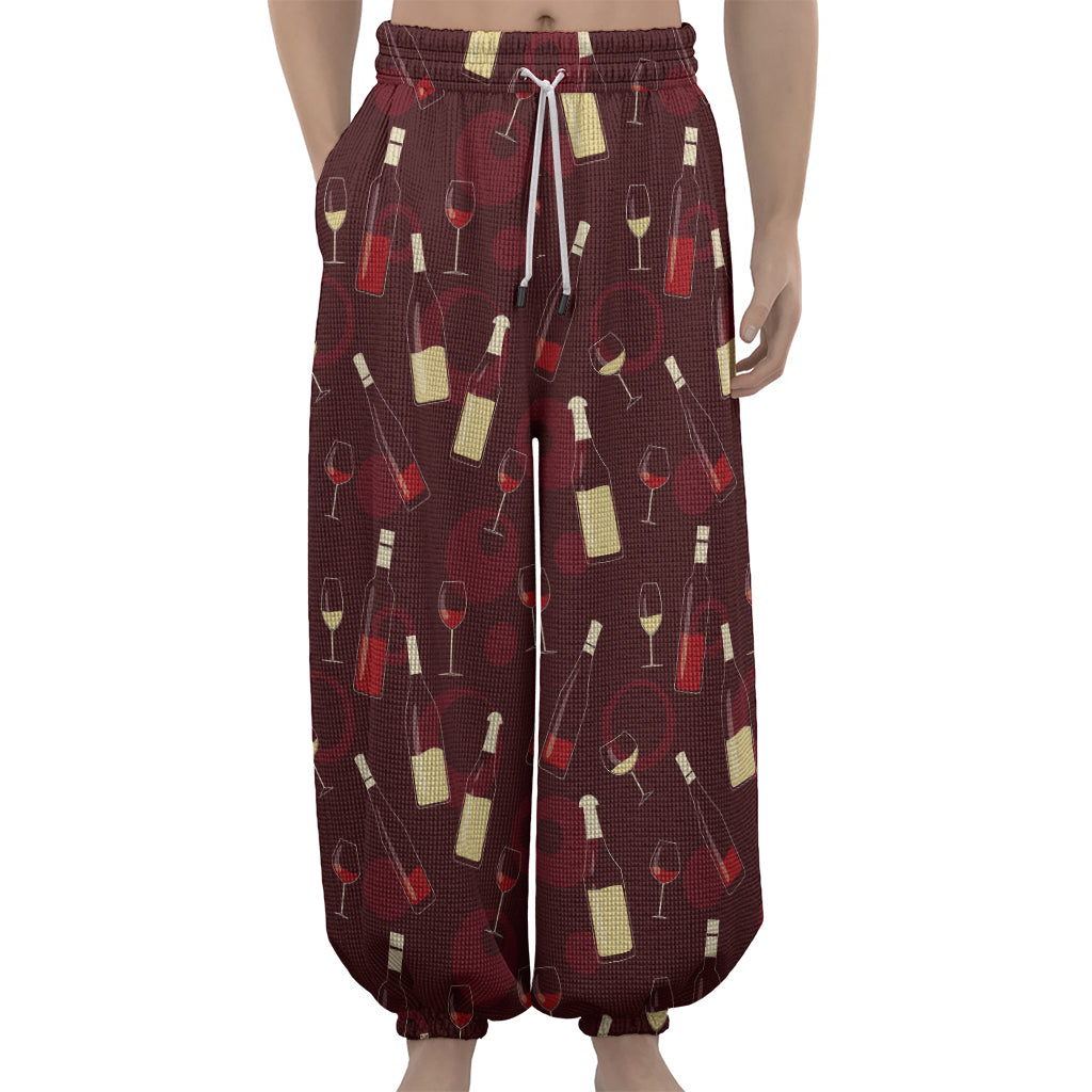 Glasses And Bottles Of Wine Print Lantern Pants