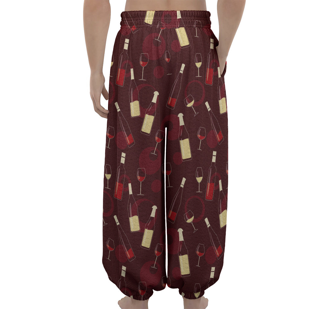 Glasses And Bottles Of Wine Print Lantern Pants