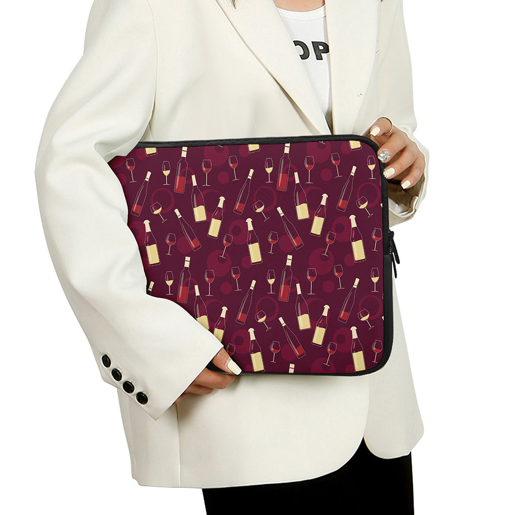 Glasses And Bottles Of Wine Print Laptop Sleeve