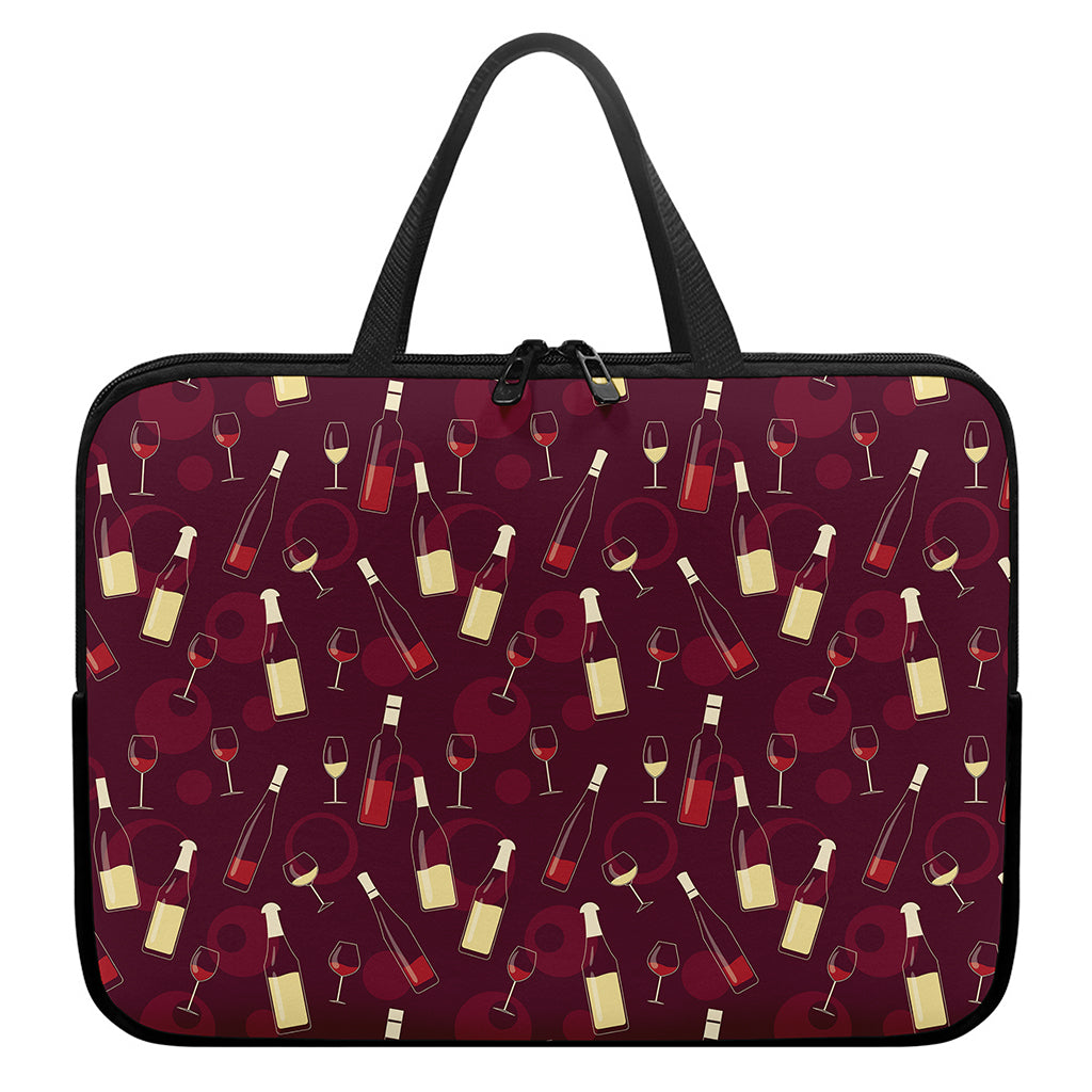Glasses And Bottles Of Wine Print Laptop Sleeve With Handle