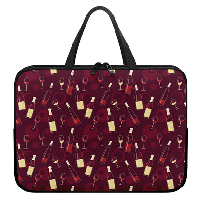 Glasses And Bottles Of Wine Print Laptop Sleeve With Handle