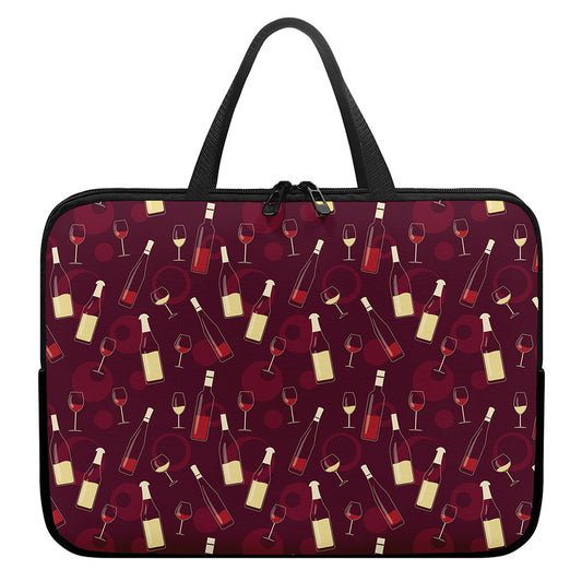 Glasses And Bottles Of Wine Print Laptop Sleeve With Handle