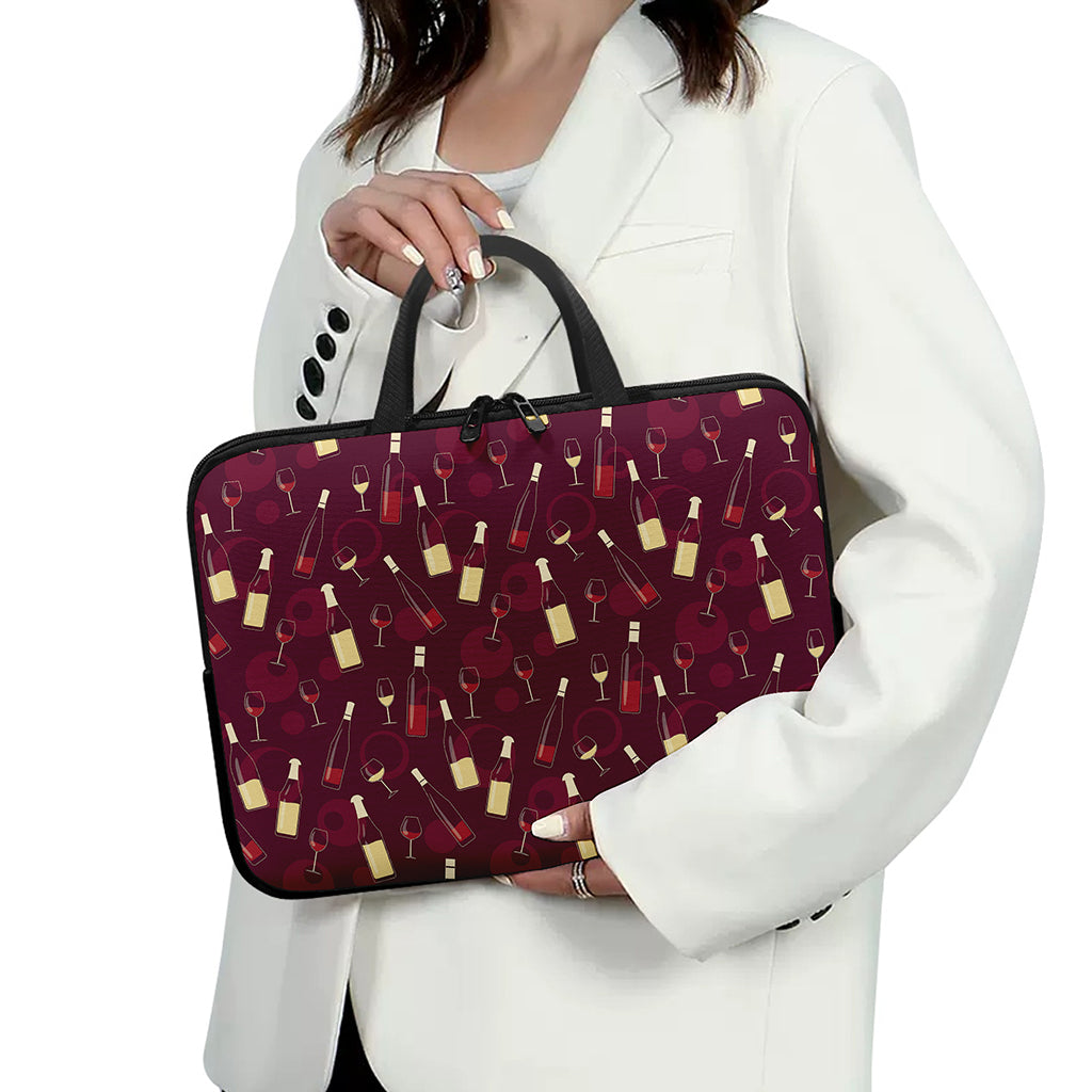 Glasses And Bottles Of Wine Print Laptop Sleeve With Handle