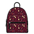 Glasses And Bottles Of Wine Print Leather Backpack
