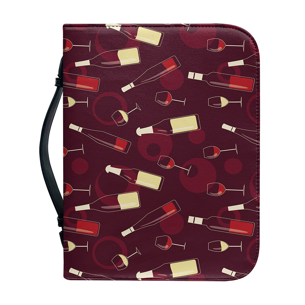Glasses And Bottles Of Wine Print Leather Bible Cover