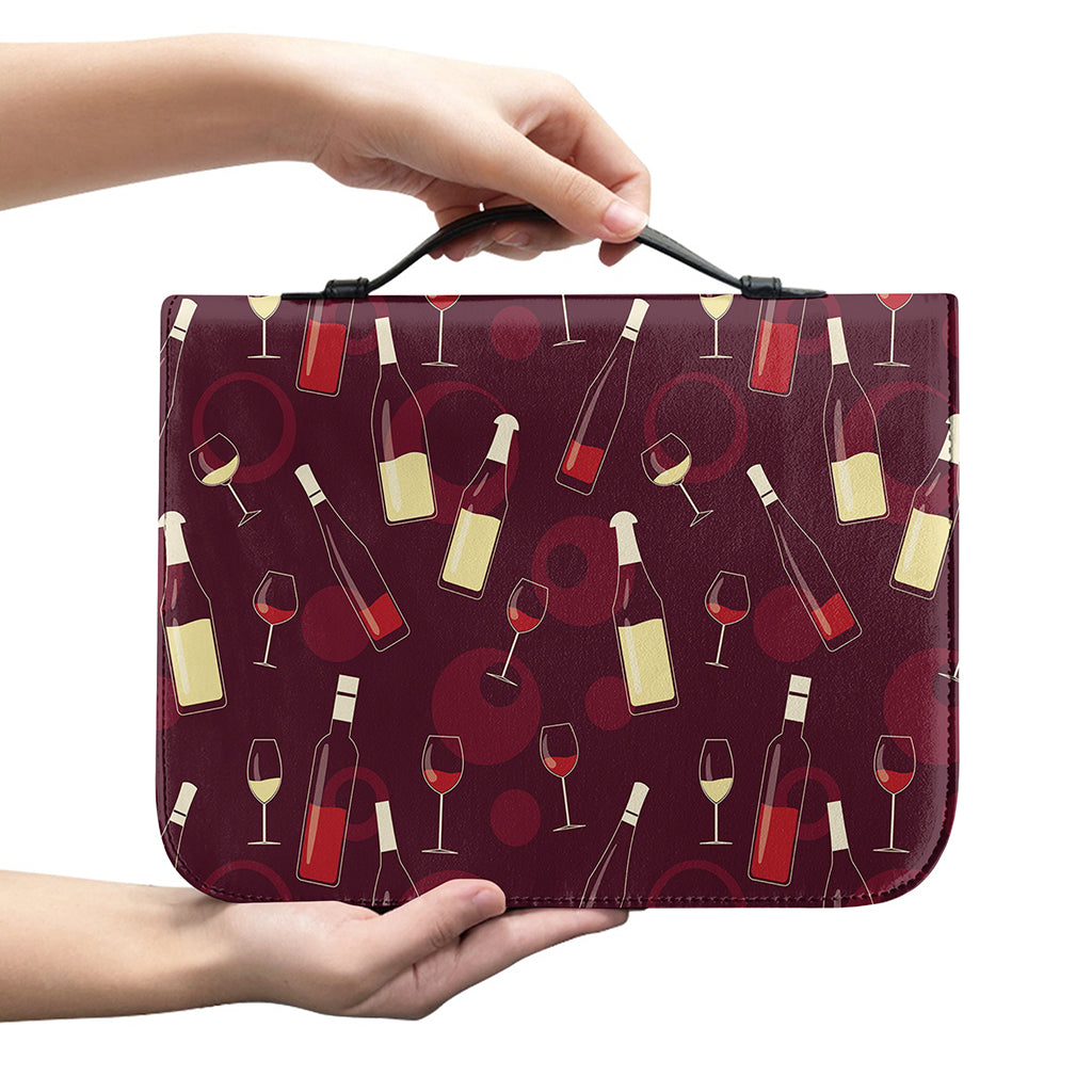 Glasses And Bottles Of Wine Print Leather Bible Cover