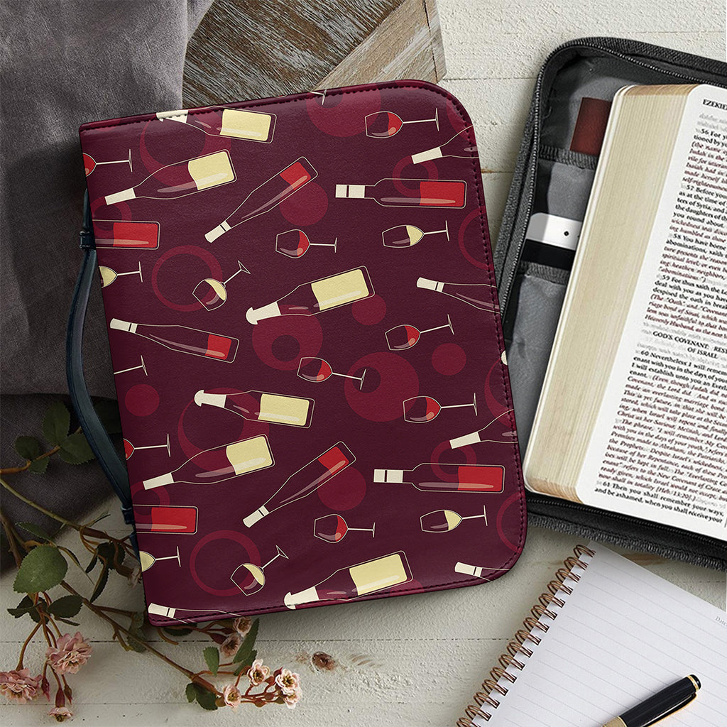 Glasses And Bottles Of Wine Print Leather Bible Cover