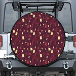 Glasses And Bottles Of Wine Print Leather Spare Tire Cover