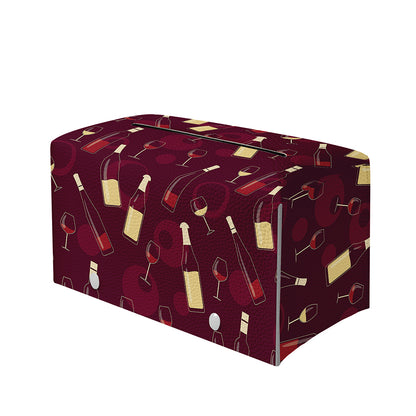 Glasses And Bottles Of Wine Print Leather Tissue Box Cover