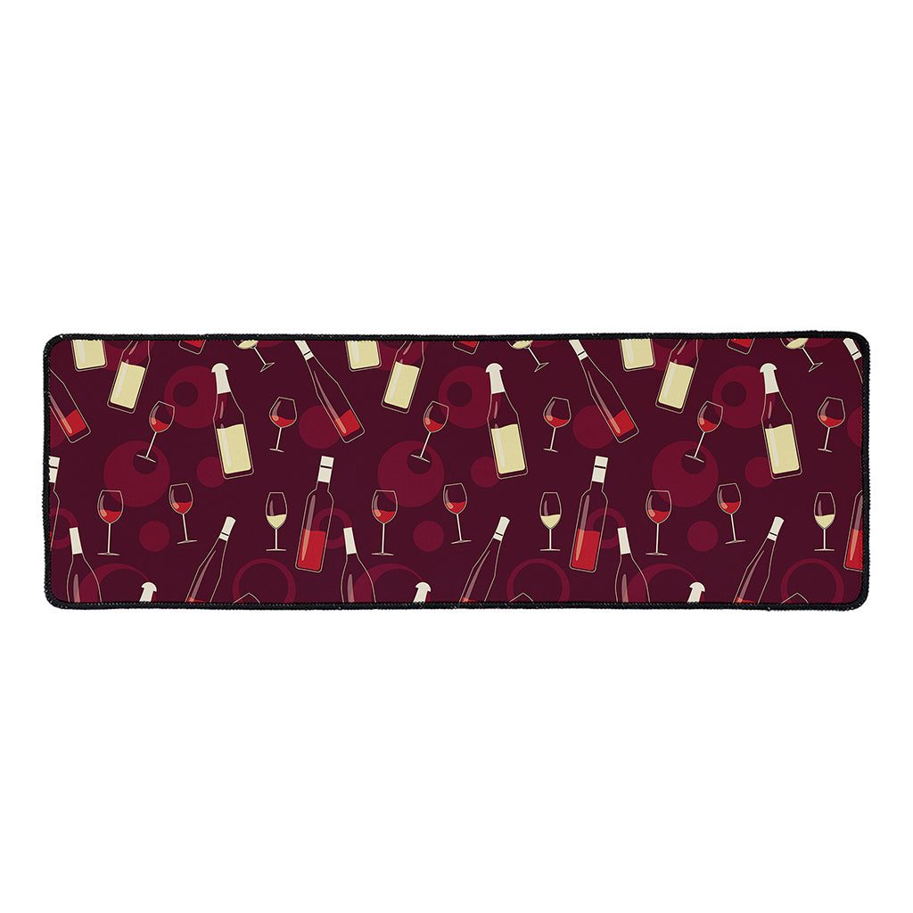 Glasses And Bottles Of Wine Print Long Kitchen Mat