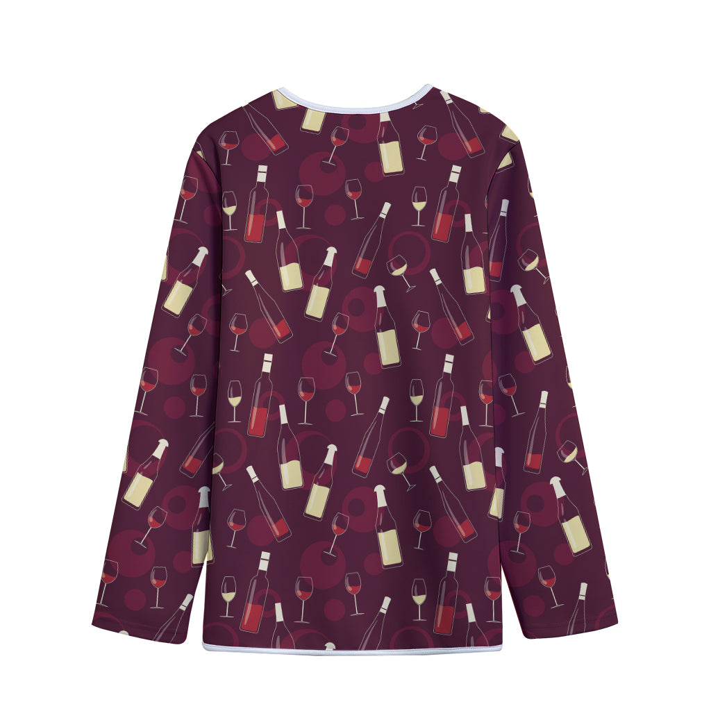 Glasses And Bottles Of Wine Print Long Sleeve Short Coat