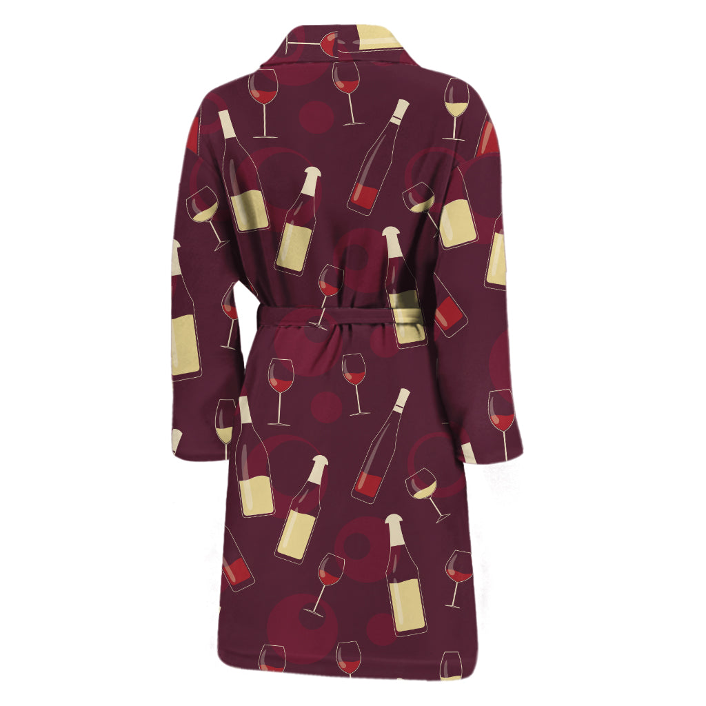 Glasses And Bottles Of Wine Print Men's Bathrobe