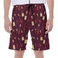 Glasses And Bottles Of Wine Print Men's Beach Shorts