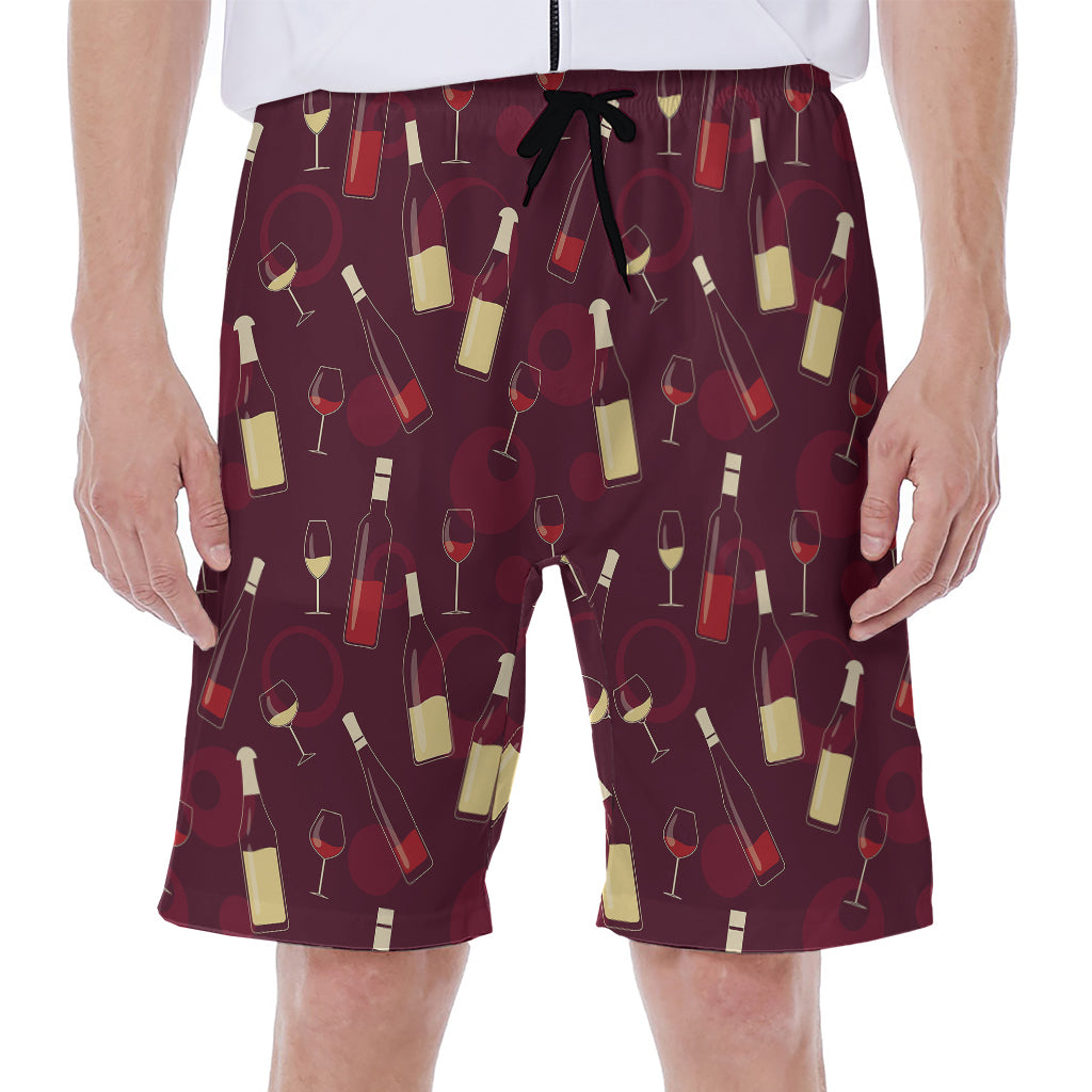 Glasses And Bottles Of Wine Print Men's Beach Shorts