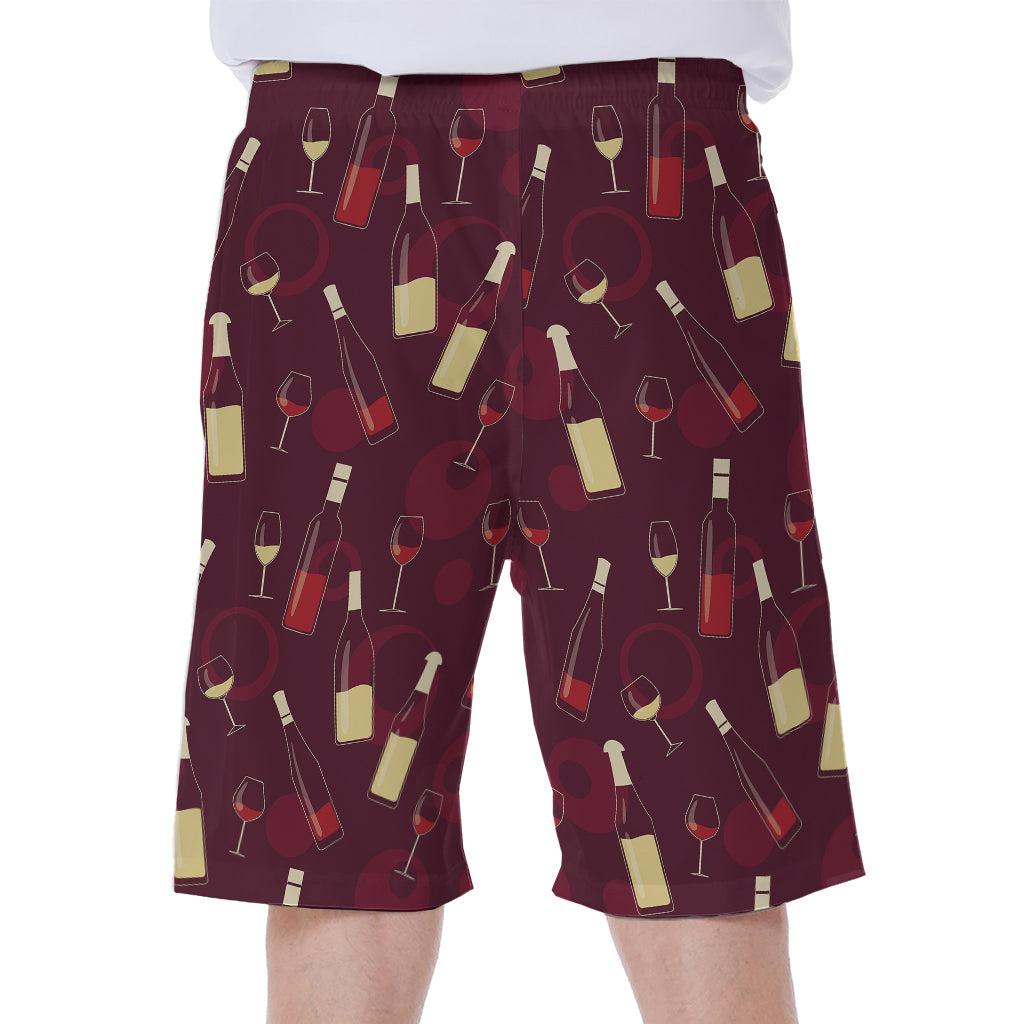Glasses And Bottles Of Wine Print Men's Beach Shorts